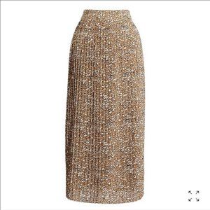 J. Crew Leopard Print Pleated Midi Skirt